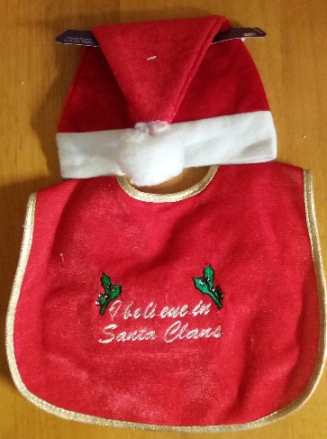 (image for) Babies Christmas Hat and I believe in Santa Claus Bib